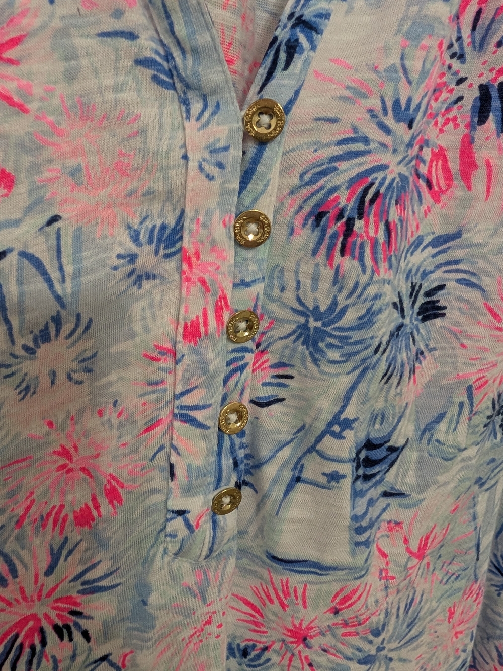 Lilly Pulitzer Pink & Blue Floral Button-Front Camisole - Picture 3 of 9